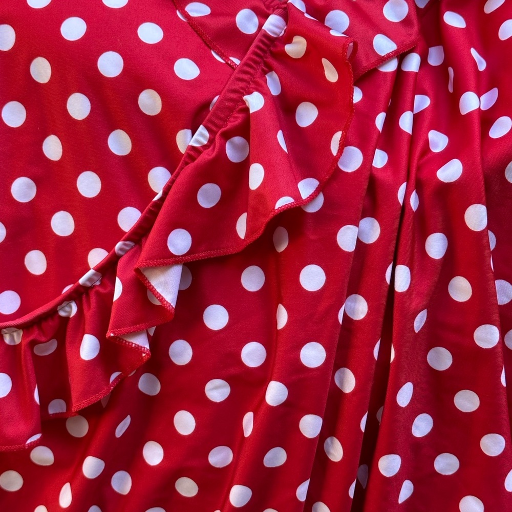 Red and White Polka Dotted One Piece Swimsuit 1X NWOT - Picture 4 of 6
